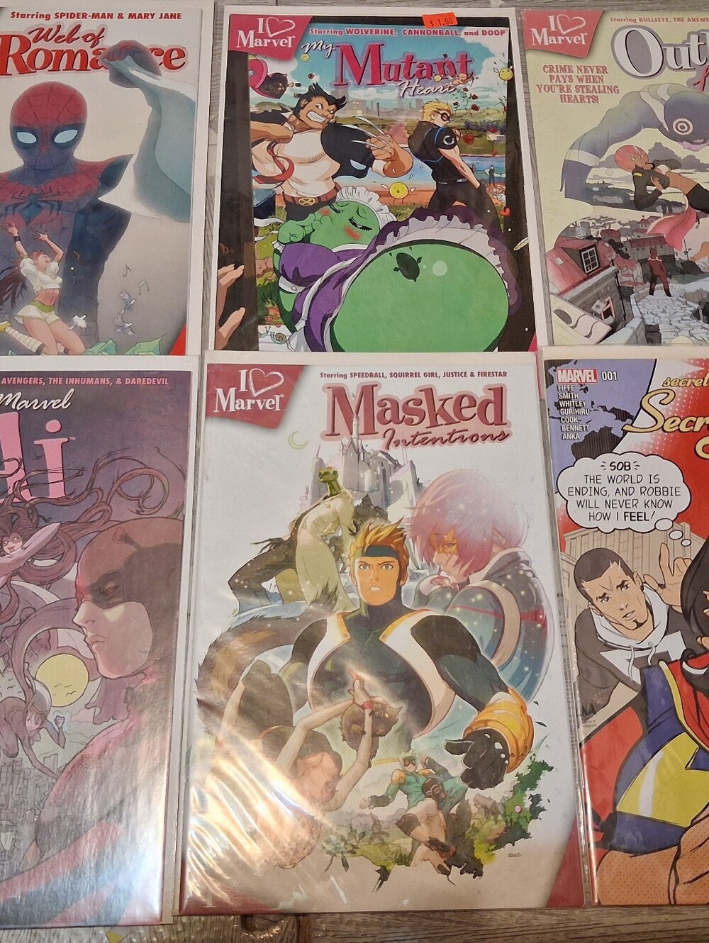 Marvel Romance 'I HEART Marvel ' 6 comics lot. Web of RomanceMy Mutant Heart (